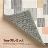 Ultra Soft Area Rug, Non Slip, Stain Resistant, Washable Area Rugs for Living Room, Bedroom, Multi Beige Abstract Patchwork Geometric Area(Gray)