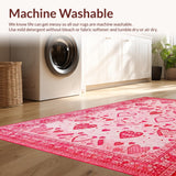 Ultra Soft Area Rug, Non Slip, Stain Resistant, Washable Area Rugs for Living Room, Bedroom, Cohesive Soft-Cornered Design(Pink)