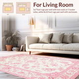 Ultra Soft Area Rug, Non Slip, Stain Resistant, Washable Area Rugs for Living Room, Bedroom, Dreamy Ethereal Blossom Patterns(Pink)