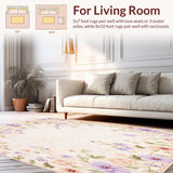 Ultra Soft Area Rug, Non Slip, Stain Resistant, Washable Area Rugs for Living Room, Bedroom, Beige Floral Throw Low Pile Spring Vibrant(Beige)
