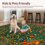 Ultra Soft Area Rug, Non Slip, Stain Resistant, Washable Area Rugs for Living Room, Bedroom, Rustic Vibrant Striped Texture(Green)