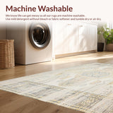 Ultra Soft Area Rug, Non Slip, Stain Resistant, Washable Area Rugs for Living Room, Bedroom, Boho Inspired Round Earthy Ivory & Light Beige Woven Accent Area(Ivory)