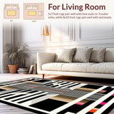 Ultra Soft Area Rug, Non Slip, Stain Resistant, Washable Area Rugs for Living Room, Bedroom, Sleek Abstract Zebra Textures(Black)