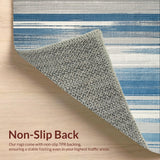 Ultra Soft Area Rug, Non Slip, Stain Resistant, Washable Area Rugs for Living Room, Bedroom, Contemporary Striped Rug: Modern Grey & Blue Aisle Runner Design(Blue)
