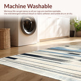 Ultra Soft Area Rug, Non Slip, Stain Resistant, Washable Area Rugs for Living Room, Bedroom, Urban Chic Stripe Pattern Rug Featuring Graphic Lines and Dynamic Contrast(Beige)