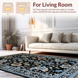 Ultra Soft Area Rug, Non Slip, Stain Resistant, Washable Area Rugs for Living Room, Bedroom, Sophisticated Modern Trellis Design(Black)
