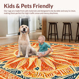 Ultra Soft Area Rug, Non Slip, Stain Resistant, Washable Area Rugs for Living Room, Bedroom, Lively Abstract Sunshine Composition(Orange)