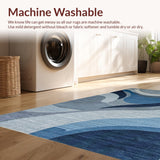 Ultra Soft Area Rug, Non Slip, Stain Resistant, Washable Area Rugs for Living Room, Bedroom, Serene Abstract Watercolor Motif(Blue)