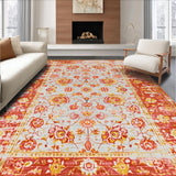 Ultra Soft Area Rug, Non Slip, Stain Resistant, Washable Area Rugs for Living Room, Bedroom, Artistic Whimsical Ogee Print(Red)