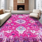 Ultra Soft Area Rug, Non Slip, Stain Resistant, Washable Area Rugs for Living Room, Bedroom, Rustic Soft Textured Blossom Print(Pink)