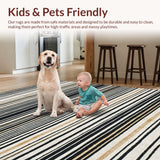 Ultra Soft Area Rug, Non Slip, Stain Resistant, Washable Area Rugs for Living Room, Bedroom, Black White Striped Floor Carpet, Bold Style(Black)