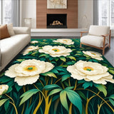 Ultra Soft Area Rug, Non Slip, Stain Resistant, Washable Area Rugs for Living Room, Bedroom, Eclectic Nature-Inspired Visuals(White)