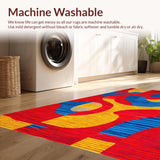 Ultra Soft Area Rug, Non Slip, Stain Resistant, Washable Area Rugs for Living Room, Bedroom, Striking Bold Circular Design(Red)