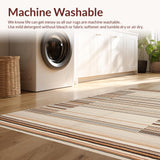 Ultra Soft Area Rug, Non Slip, Stain Resistant, Washable Area Rugs for Living Room, Bedroom, Contemporary Organic Shape Runner(Beige)
