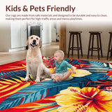 Ultra Soft Area Rug, Non Slip, Stain Resistant, Washable Area Rugs for Living Room, Bedroom, Contemporary Bright Nature Print(Red)