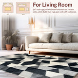 Ultra Soft Area Rug, Non Slip, Stain Resistant, Washable Area Rugs for Living Room, Bedroom, Non-Shedding Minimalist Home Office Geometric Carpet(Gray)