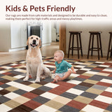 Ultra Soft Area Rug, Non Slip, Stain Resistant, Washable Area Rugs for Living Room, Bedroom, Modern Chequered Brown and Beige Contemporary Style(Brown)