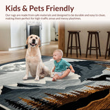 Ultra Soft Area Rug, Non Slip, Stain Resistant, Washable Area Rugs for Living Room, Bedroom, Charming Gray Toned Wildlife Art(Gray)
