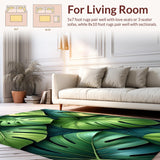 Ultra Soft Area Rug, Non Slip, Stain Resistant, Washable Area Rugs for Living Room, Bedroom, Elegant Sage Green Leaf Pattern(Green)