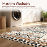 Ultra Soft Area Rug, Non Slip, Stain Resistant, Washable Area Rugs for Living Room, Bedroom, Contemporary Textured Geometric Theme(Brown)