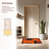Ultra Soft Area Rug, Non Slip, Stain Resistant, Washable Area Rugs for Living Room, Bedroom, Dynamic Modern Optical Design(Orange)