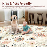 Ultra Soft Area Rug, Non Slip, Stain Resistant, Washable Area Rugs for Living Room, Bedroom, Modern Boho Ivory Beige Area(Beige)