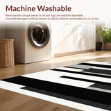 Ultra Soft Area Rug, Non Slip, Stain Resistant, Washable Area Rugs for Living Room, Bedroom, Chic Monochrome Striped Rug for Trendy Home Aesthetic(Black)