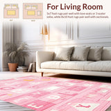 Ultra Soft Area Rug, Non Slip, Stain Resistant, Washable Area Rugs for Living Room, Bedroom, Soft Pink Playful Typography Design(Pink)