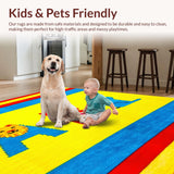 Ultra Soft Area Rug, Non Slip, Stain Resistant, Washable Area Rugs for Living Room, Bedroom, Playful Numbered Animal Theme(Yellow)