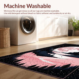 Ultra Soft Area Rug, Non Slip, Stain Resistant, Washable Area Rugs for Living Room, Bedroom, Celestial Floral Abstract Composition(Pink)