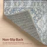 Ultra Soft Area Rug, Non Slip, Stain Resistant, Washable Area Rugs for Living Room, Bedroom, Elegant Natural Gray Damask Motif(Gray)