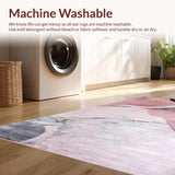 Ultra Soft Area Rug, Non Slip, Stain Resistant, Washable Area Rugs for Living Room, Bedroom, Stylish Irregular Pattern in Soft Tones(Pink)