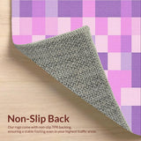 Ultra Soft Area Rug, Non Slip, Stain Resistant, Washable Area Rugs for Living Room, Bedroom, Elegant Pastel Grid Design(Purple)