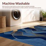 Ultra Soft Area Rug, Non Slip, Stain Resistant, Washable Area Rugs for Living Room, Bedroom, Rustic Soft Organic Forms(Blue)