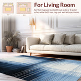 Ultra Soft Area Rug, Non Slip, Stain Resistant, Washable Area Rugs for Living Room, Bedroom, Soft Striped Carpet Ombre Washable Abstract Floor Art(Blue)