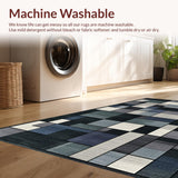 Ultra Soft Area Rug, Non Slip, Stain Resistant, Washable Area Rugs for Living Room, Bedroom, Sleek Geometric Black Toned Elegance(Gray)