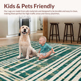 Ultra Soft Area Rug, Non Slip, Stain Resistant, Washable Area Rugs for Living Room, Bedroom, Black and White Striped Rug Machine Washable Abstract Animal Design(Green)