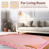 Ultra Soft Area Rug, Non Slip, Stain Resistant, Washable Area Rugs for Living Room, Bedroom, Chic Contemporary Animal Motif(Pink)