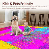 Ultra Soft Area Rug, Non Slip, Stain Resistant, Washable Area Rugs for Living Room, Bedroom, Whimsical Abstract Circular Motifs(Pink)