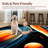 Ultra Soft Area Rug, Non Slip, Stain Resistant, Washable Area Rugs for Living Room, Bedroom, Solar System Themed Circle Mat(Orange)