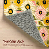 Ultra Soft Area Rug, Non Slip, Stain Resistant, Washable Area Rugs for Living Room, Bedroom, Daring Daisy Print Rugs(Yellow)
