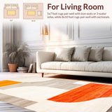 Ultra Soft Area Rug, Non Slip, Stain Resistant, Washable Area Rugs for Living Room, Bedroom, Rustic Tiled Orange Motif(Orange)