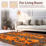 Ultra Soft Area Rug, Non Slip, Stain Resistant, Washable Area Rugs for Living Room, Bedroom, Chic Tropical Tiger Patterned Piece(Orange)