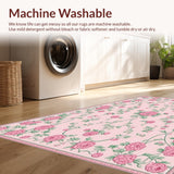 Ultra Soft Area Rug, Non Slip, Stain Resistant, Washable Area Rugs for Living Room, Bedroom, Delicate Vintage Blossom Arrangement(Pink)
