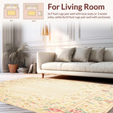 Ultra Soft Area Rug, Non Slip, Stain Resistant, Washable Area Rugs for Living Room, Bedroom, Touch Beige Floral Entrance Throw Non Slip(Beige)