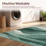 Ultra Soft Area Rug, Non Slip, Stain Resistant, Washable Area Rugs for Living Room, Bedroom, Elegant Sage Green Geometric Motif(Green)