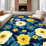 Ultra Soft Area Rug, Non Slip, Stain Resistant, Washable Area Rugs for Living Room, Bedroom, Contemporary Rustic Floral Patterns(Blue)