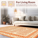 Ultra Soft Area Rug, Non Slip, Stain Resistant, Washable Area Rugs for Living Room, Bedroom, Unique Contemporary Tiled Composition(Orange)