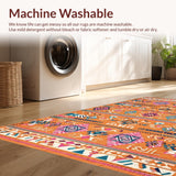 Ultra Soft Area Rug, Non Slip, Stain Resistant, Washable Area Rugs for Living Room, Bedroom, Bold Geometric Color Splash(Orange)