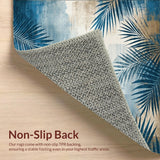 Ultra Soft Area Rug, Non Slip, Stain Resistant, Washable Area Rugs for Living Room, Bedroom, Modern Tropical Leaf Pattern Carpet in Blue Grey Beige Tones(Blue)